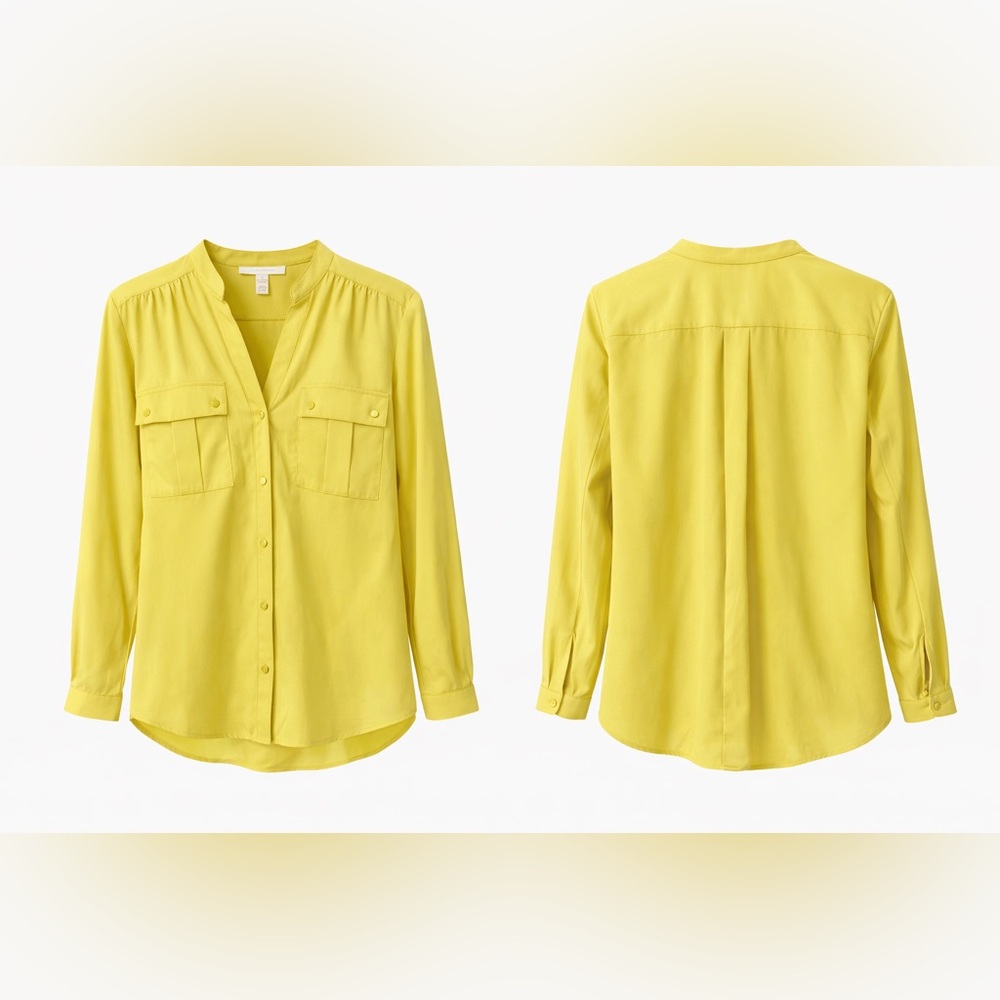 JM Collection Yellow Button-Front Utility Shirt